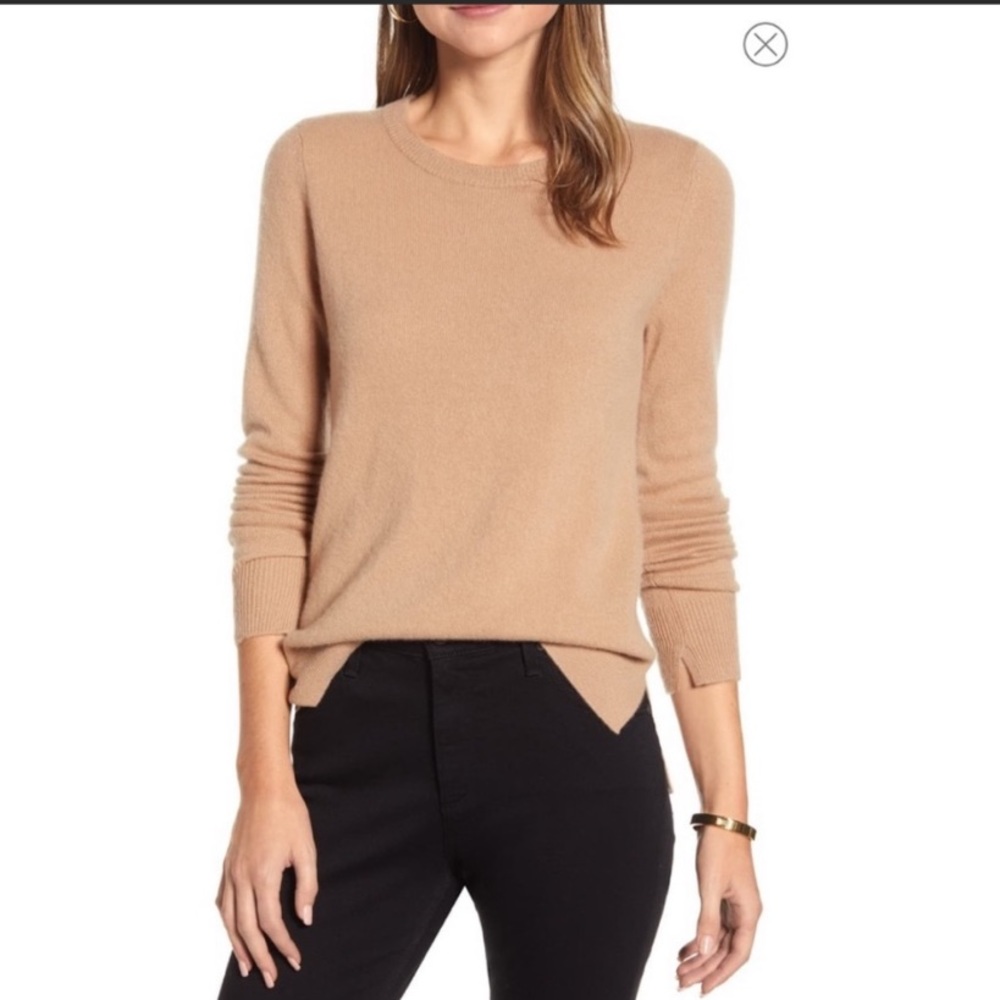 Halogen 100% Cashmere Crew Neck Camel Sweater XS